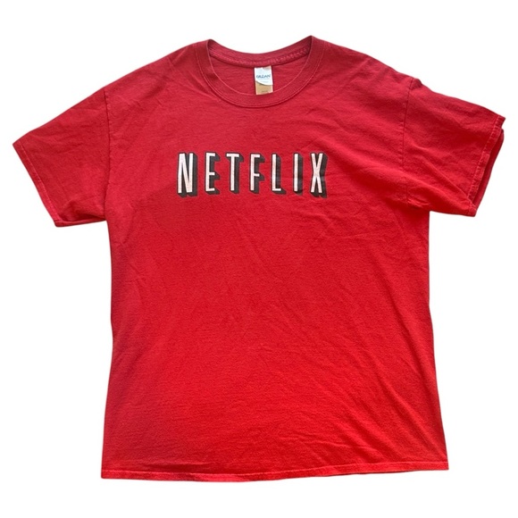 2000s Netflix Logo Crew Neck Short Sleeve T-Shirt in Red Men’s Large - Picture 1 of 3